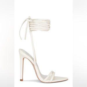 JLO Heeled White Sandal- Lincoln Sandal in Off White